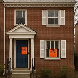 Richmond house with code violation notice posted on door