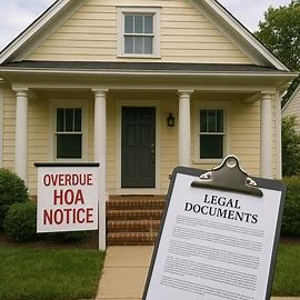 House in Virginia with HOA lien documents and past due notice