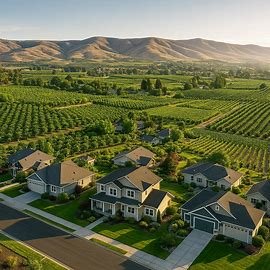 Yakima Washington homes surrounded by orchards and vineyards