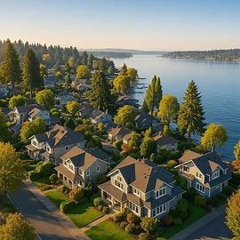 Kirkland Washington homes along Lake Washington waterfront
