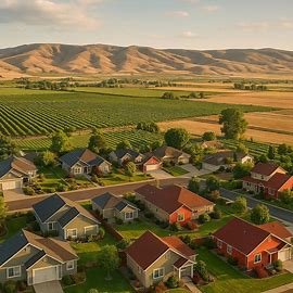 Yakima Washington homes surrounded by vineyards and farmlands