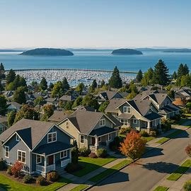 Everett Washington homes with Puget Sound in the background