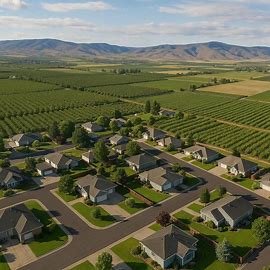 Yakima Washington residential homes with orchards and farmland nearby