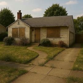 Vacant Washington house with overgrown yard