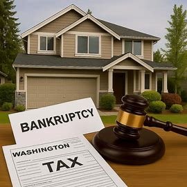 Washington home with bankruptcy court documents and gavel