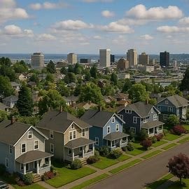 Tacoma Washington homes and skyline real estate view
