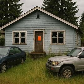 Washington home with code violation notice taped to the door